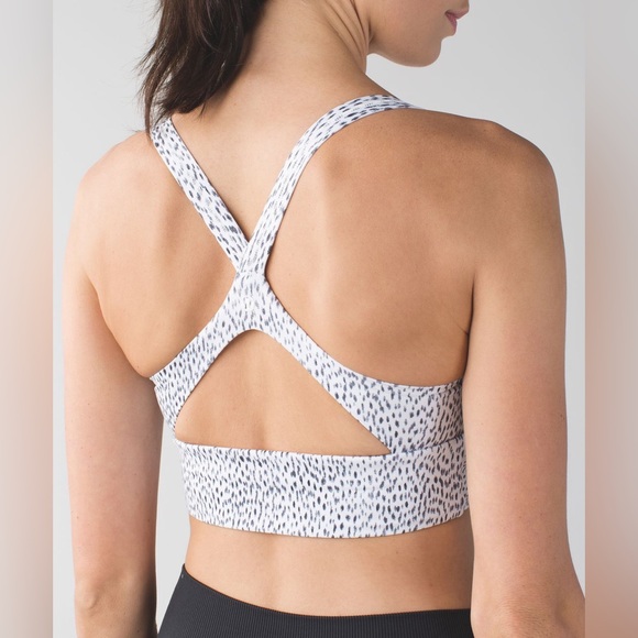 Lululemon Wrap It Up Bra Color Dottie Dash White Black/White Size 6 - Picture 3 of 12